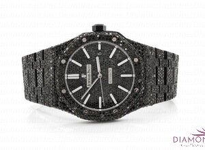 Custom Made AP Full Iced Out Black Moissanite Studded Diamond Watch