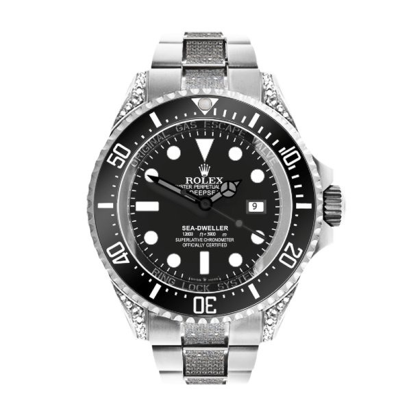 Rolex Deepsea Oystersteel Black Dial 126660 Moissanite Diamond Iced Out Watch for Gift, Fully Iced Out Gift Watch
