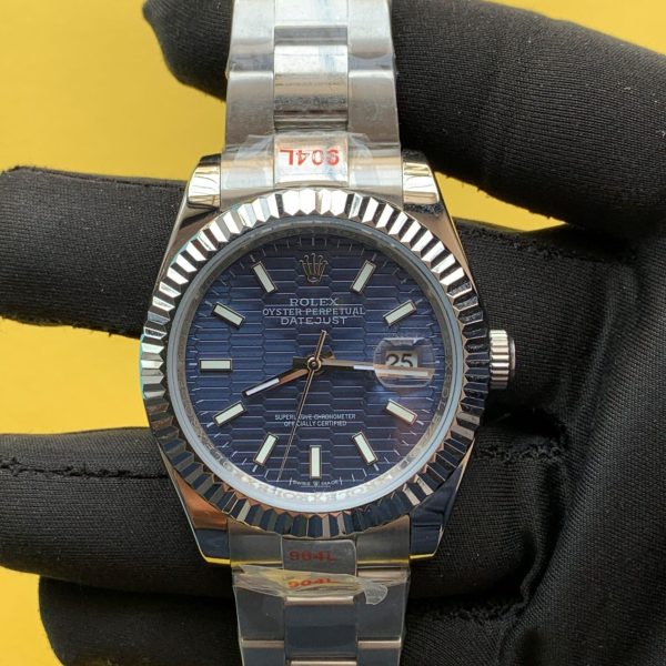 Rolex Date just 41mm 126334 Oyster steel Blue Motif Dial watch