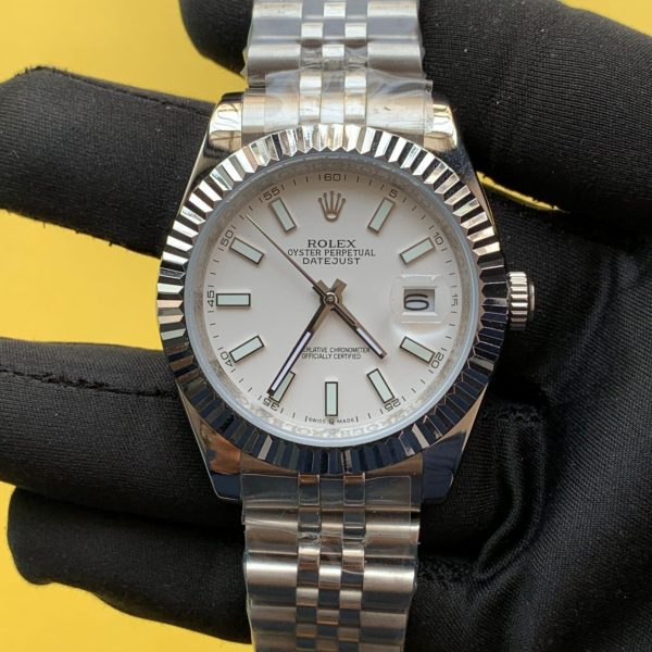 Rolex Datejust 41MM 126334 White Stick Dial Fluted Jubilee Bracelet