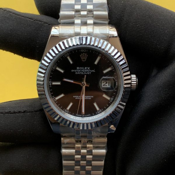 Rolex Datejust 41MM Black Dial Fluted Bezel Jubilee Bracelet