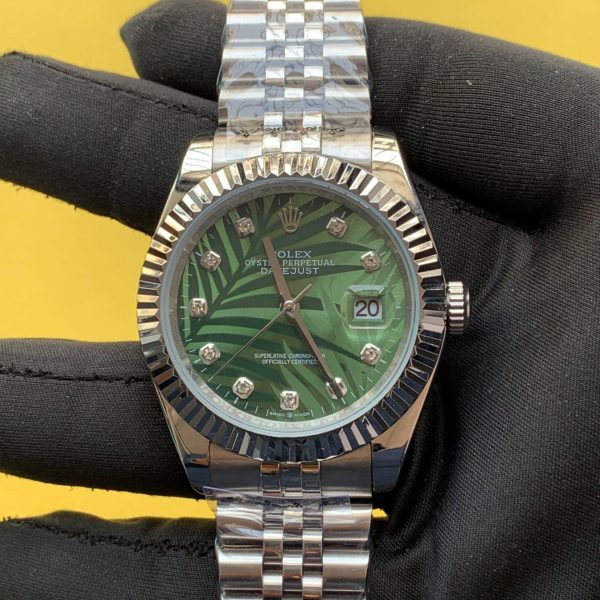 Rolex Datejust 41mm Green Palm Diamonds Dial Jubilee Bracelet