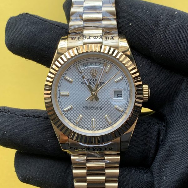Rolex Day-Date 40MM Diagonal Motif Dial Yellow Gold Watch