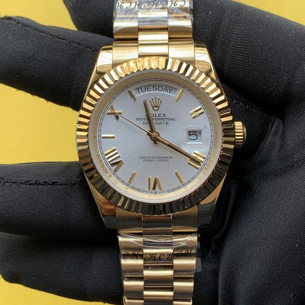 Rolex Day-Date 40mm White Roman Dial Yellow Gold Bracelet