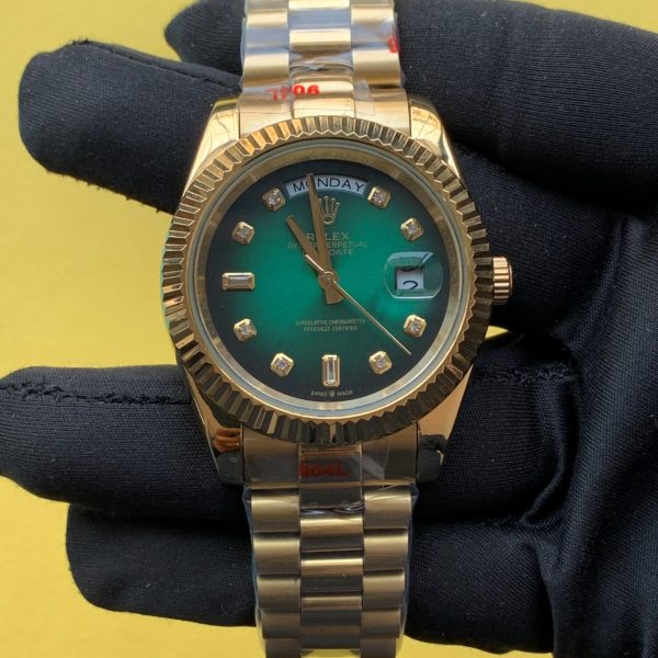 Rolex Day-Date 41mm Green Ombre Diamond Dial President Bracelet