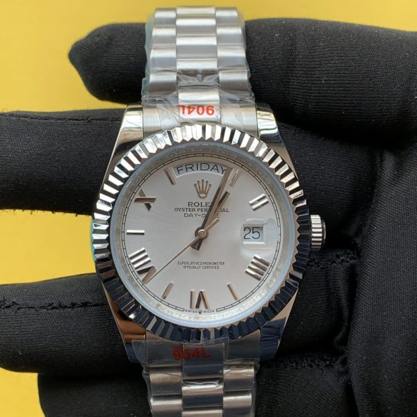 Rolex Day-Date 40 White Roman Dial 228239 Men's-silver-watch