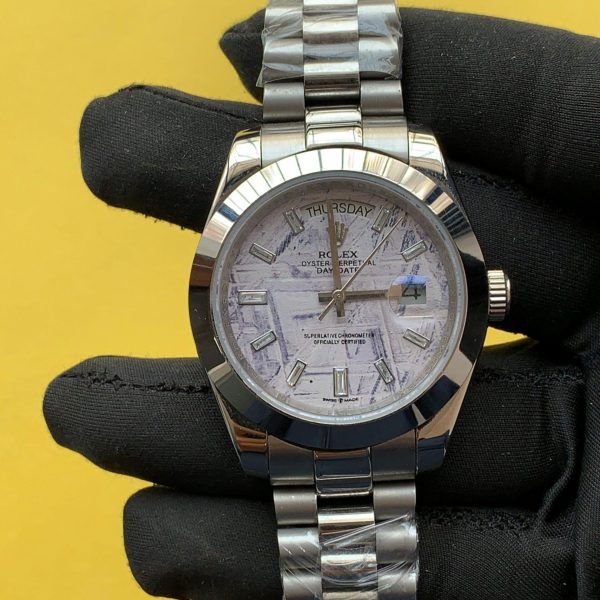 Rolex Day-Date 40MM Meteorite Baguette Diamond Dial Watch