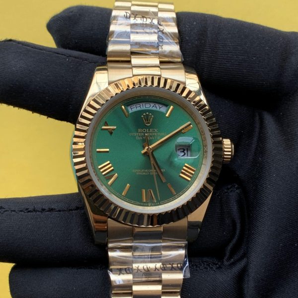 Rolex Day-Date 40mm Green Roman Dial Yellow Gold Bracelet