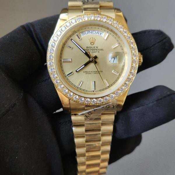 Rolex Day-Date 40mm Champagne Diamond Dial Yellow Gold watch