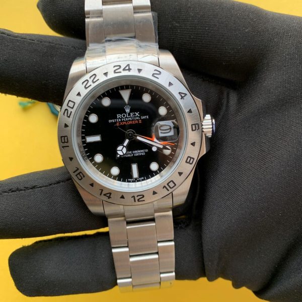 Rolex Explorer II 42 Black Dial Orange Hand Steel Watch 216570