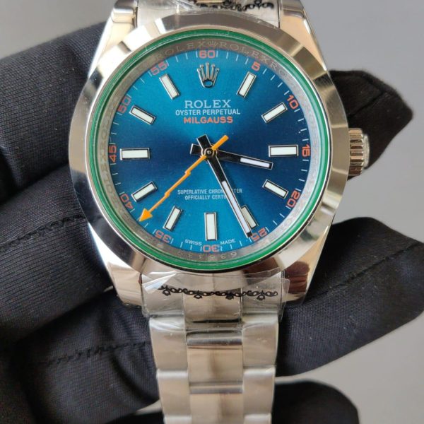 Rolex Milgauss 116400GV Blue Dial smooth bezel watch