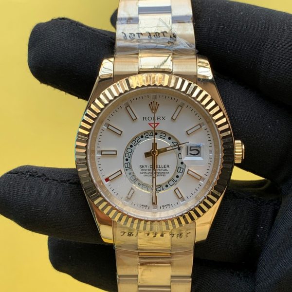 Rolex Sky-Dweller 326938 Yellow Gold White Index Dial Oyster Watch