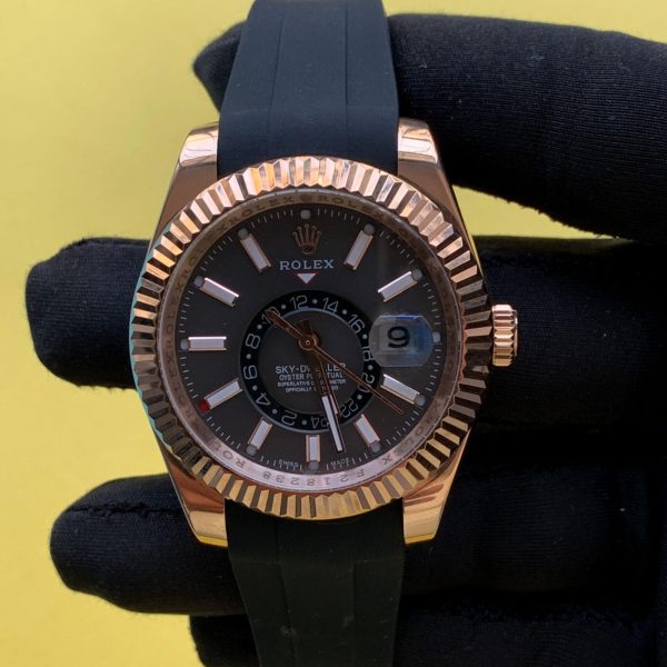 Rolex Sky-Dweller 42mm Oysterflex Rose Gold Rhodium Dial 326235