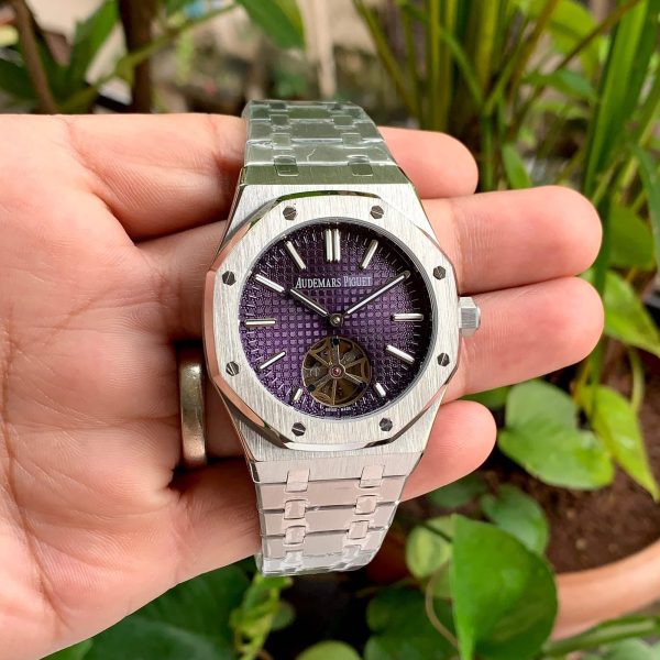 Audemars Piguet Purple Extra slim 41MM Dial Royal Oak Tourbillon stainless steel Watch