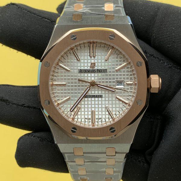 Audemars Piguet Royal Oak 41MM Two-Tone Rose Gold Silver Dial Automatic Men’s Watch 15400OR