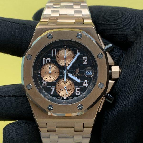 Audemars Piguet Royal Oak Offshore Chronograph Brick Full Rose Gold Bracelet Mens Watch