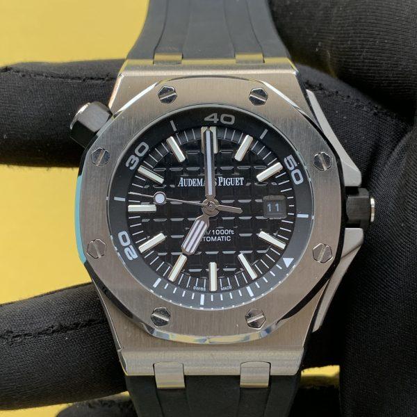Audemars Piguet Royal Oak Offshore Diver 15703ST 42MM Black Dial Rubber Strap Watch
