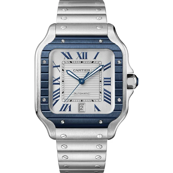 Cartier Santos 100XL 40mm Blue Bezel Men's Watch WSSA0047