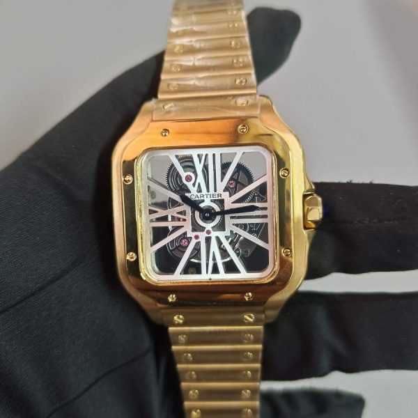 Cartier Santos de Cartier Yellow Gold Skeleton 40MM Stainless Steel Men’s Watch WHSA0016