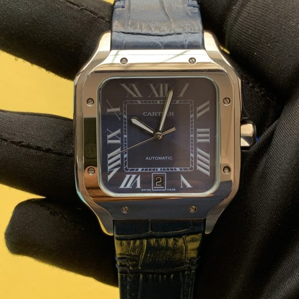 Cartier Santos Large 39.8mm Two-Tone Blue Dial Men's Watch