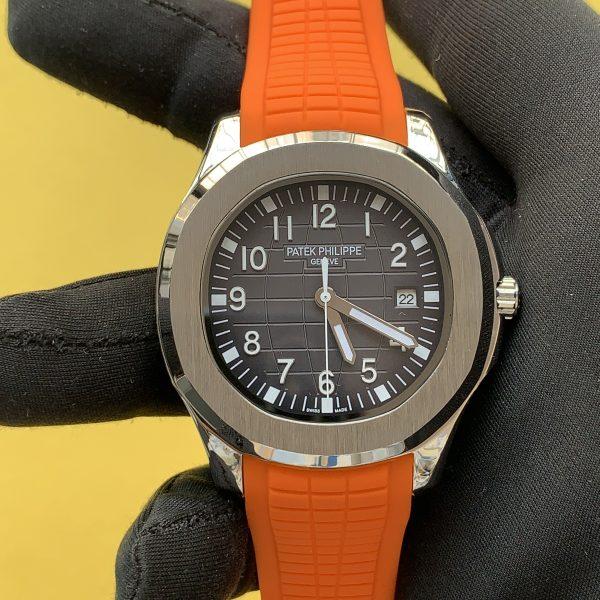 Patek Philippe Aquanaut 40MM Black Dial Stainless Steel with Orange Rubber Strap Watch 5167