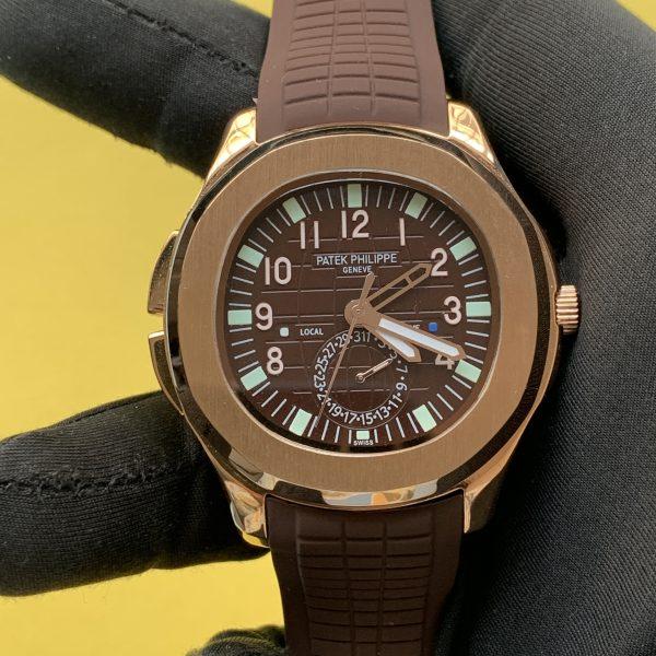 Patek Aquanaut Rose Gold Travel Time Brown Dial Men’s Watch 5968R
