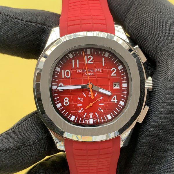 Patek Philippe Aquanaut Chronograph Automatic Red Dial Red Rubber Strap Men's Watch 5968G-010