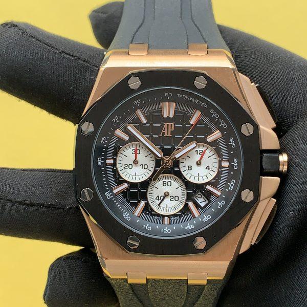 Audemars Piguet Royal Oak Offshore Chronograph 44MM Rose Gold Jet Black Dial Mens Watch