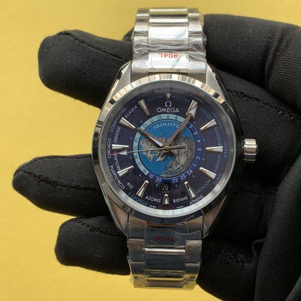 Omega Seamaster Aqua Terra 150m GMT Worldtimer 43mm Blue Dial Men's Watch