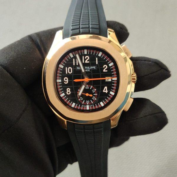 Patek Philippe Aquanaut Rose Gold Chronograph 5968A-001 Black Dial Watch