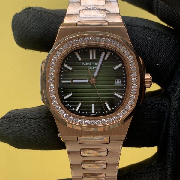 Patek Philippe 5711 Rose Gold Olive Green Dial Diamond bezel Men's Watch