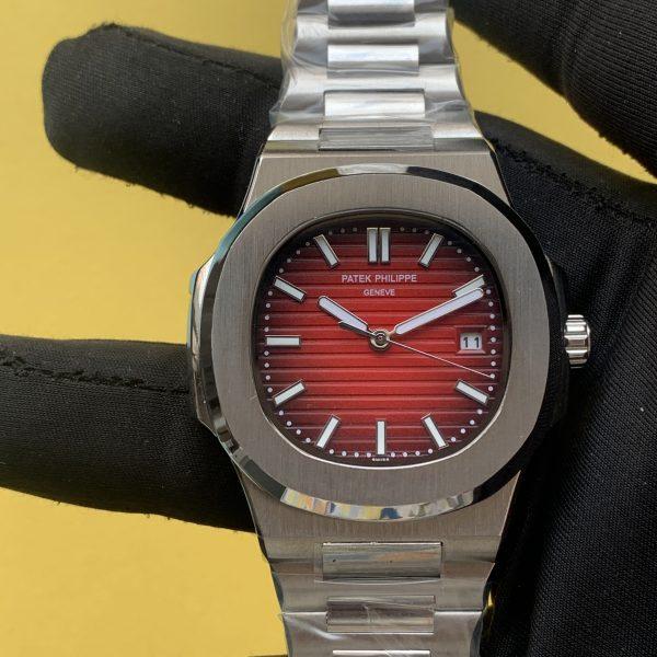 Patek Philippe Nautilus 5711/1R Rose Gold Red Dial Diamond Men's Watch