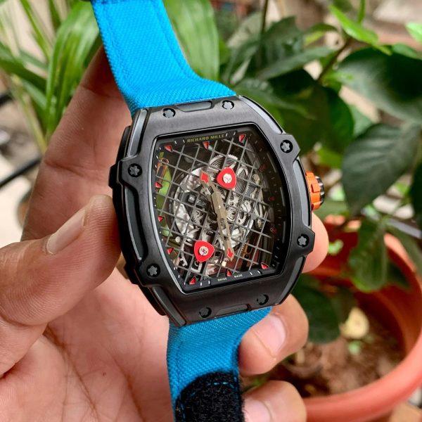 Richard Mille Rafael Nadal RM 27-04 Automatic Transparent Dial Stainless Steel Blue Band Watch