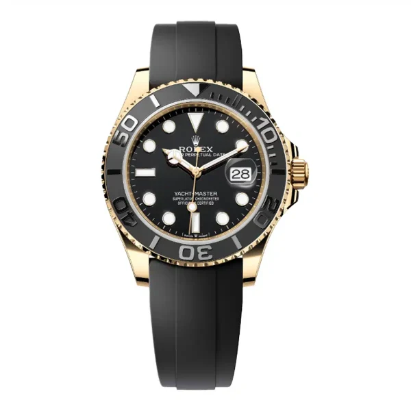 Rolex Yacht-Master 42mm Yellow Gold Black Bezel Oysterflex Men'S Watch 226658