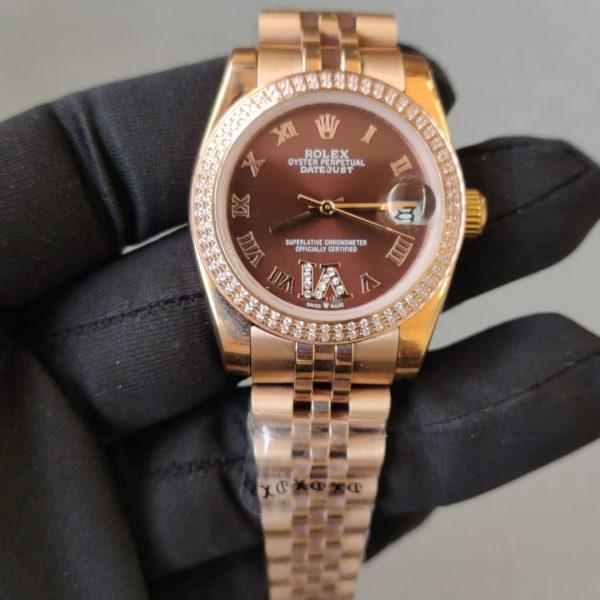 Rolex Lady-Datejust 31MM 278285RBR Diamond Chocolate Dial Rose Gold Jubilee Bracelet
