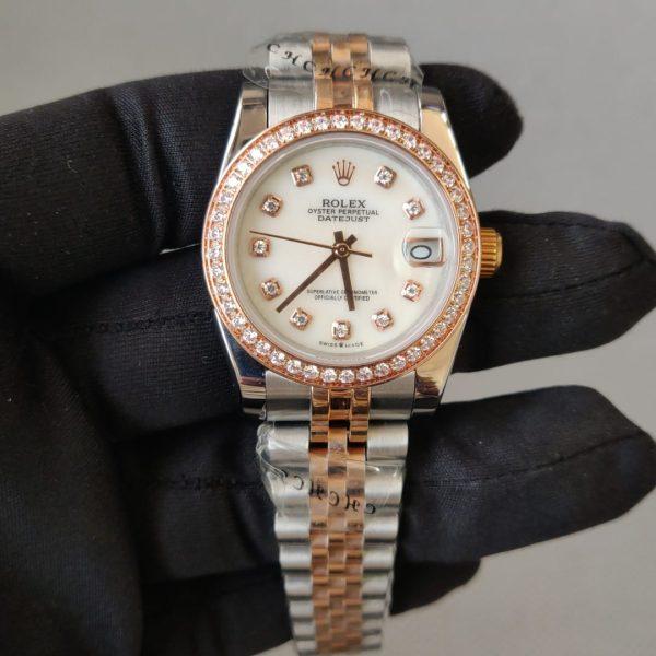 Rolex Lady-Datejust 31MM Two Tone Rose Silver Diamond Dial Fluted Bezel Jubilee Bracelet