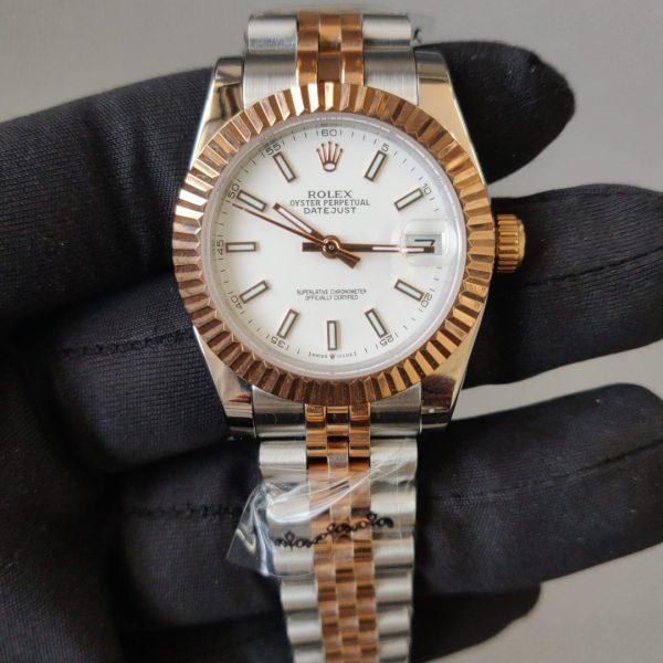 Rolex Datejust 36MM White Dial Two Tone Rose Fluted Bezel Jubilee Bracelet 126231-0016