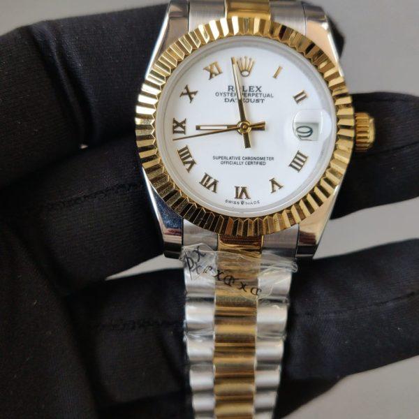 Rolex Lady-Datejust 31MM Two Tone Yellow White Roman Dial Fluted Bezel Jubilee Bracele 279173