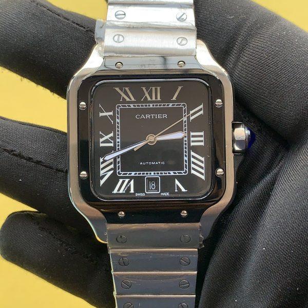 Santos De Cartier Black Grey Dial 39mm Watch WSSA0037