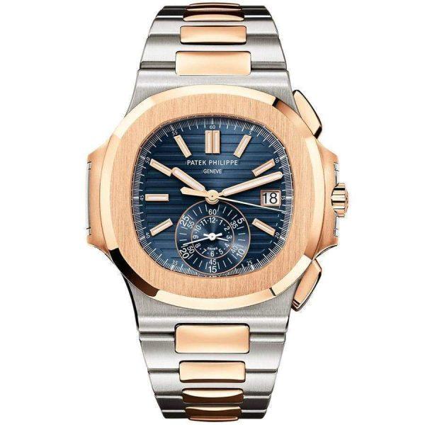 Patek Philippe Nautilus Chronograph 40.5mm two tone 40mm Blue Dial 5980/1AR Men Watch