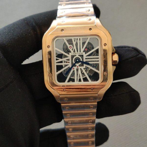 Cartier Santos de Cartier Rose Gold Skeleton 40MM Stainless Steel Men’s Watch WHSA0016